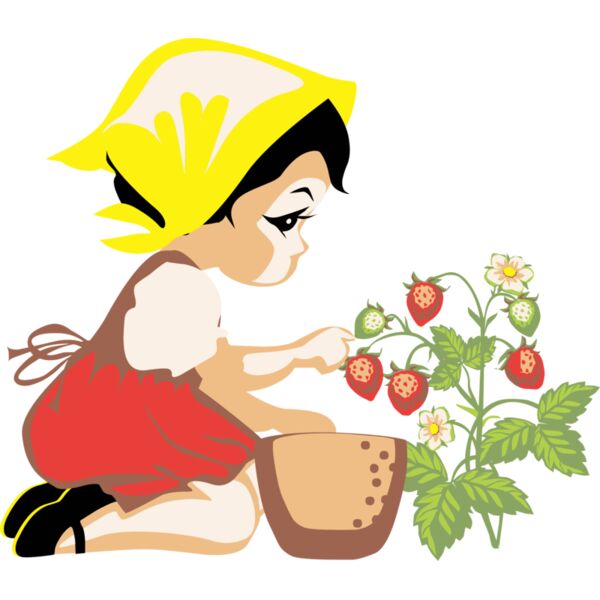 Girl picking strawberries Thumbnail